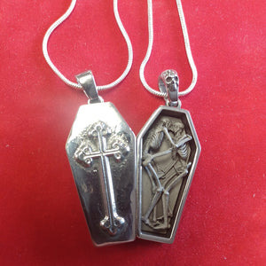 Open image in slideshow, Metal Coffin Pendant Necklace
