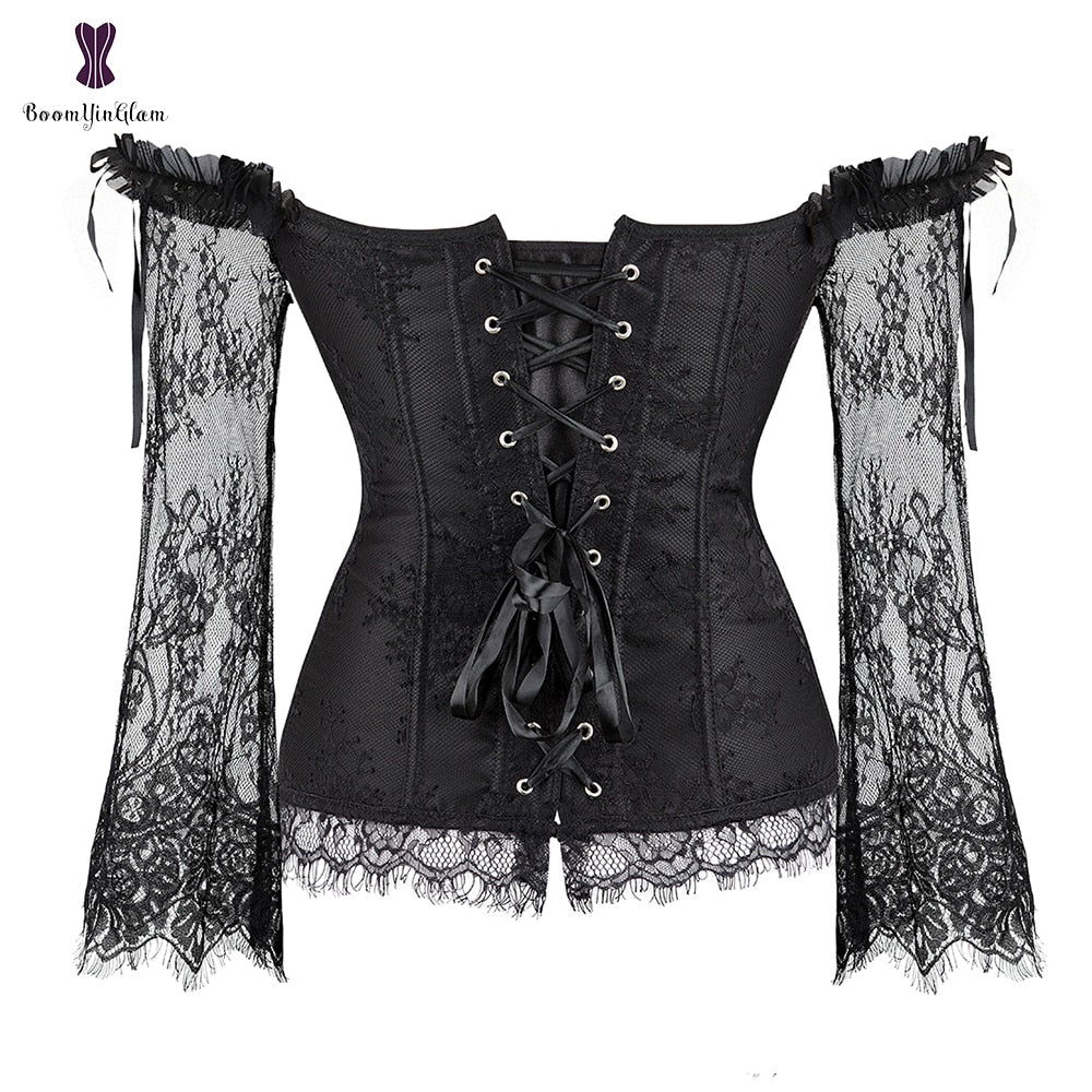 Black Layered Lace Corset w/ Sleeves