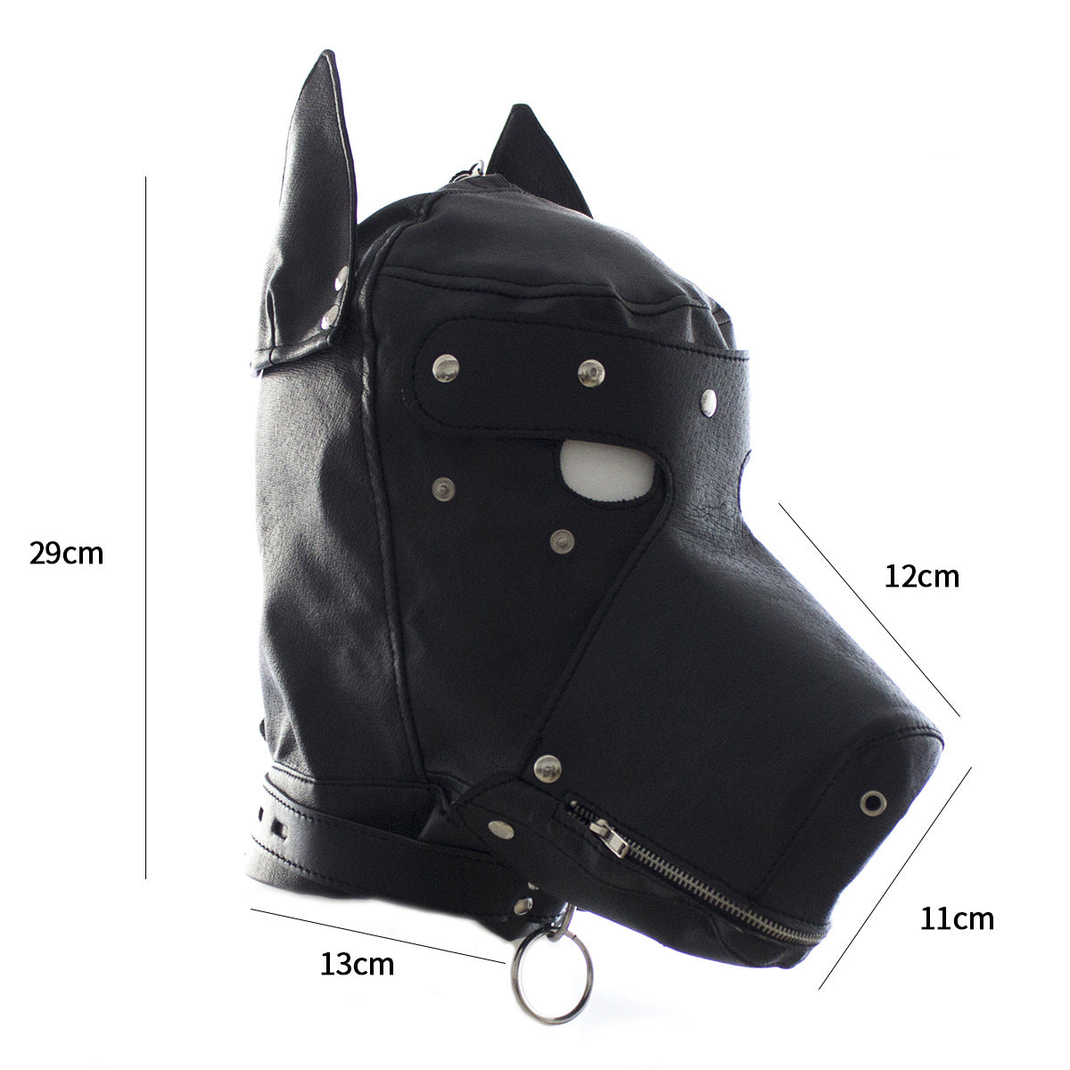 Vegan Leather Dog Mask w/ Removable Eye & Mouth Pieces