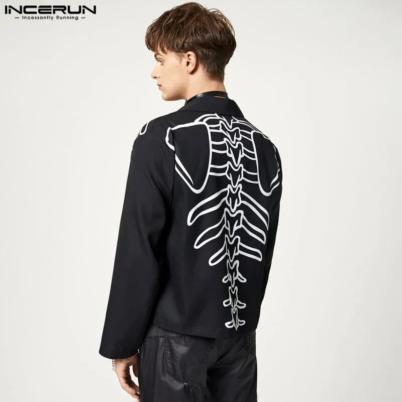 Black w/ White Neo-Skeleton Print Light Jacket