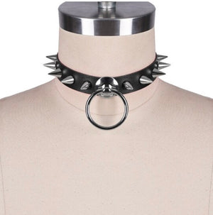 Vegan Leather Medium Spikes O-Ring Collar