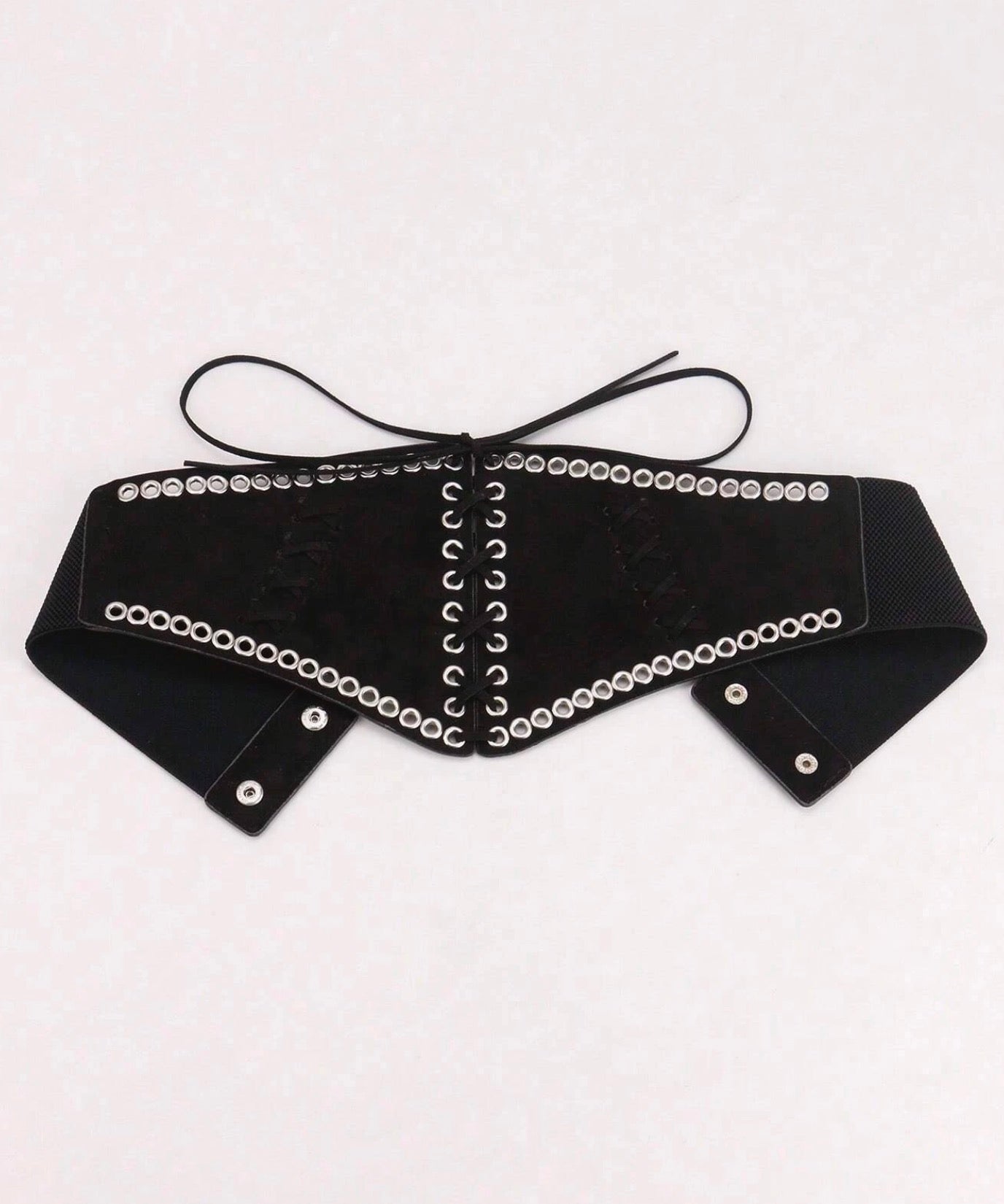Black Velvet & Grommet Front Laceup Corset Belt
