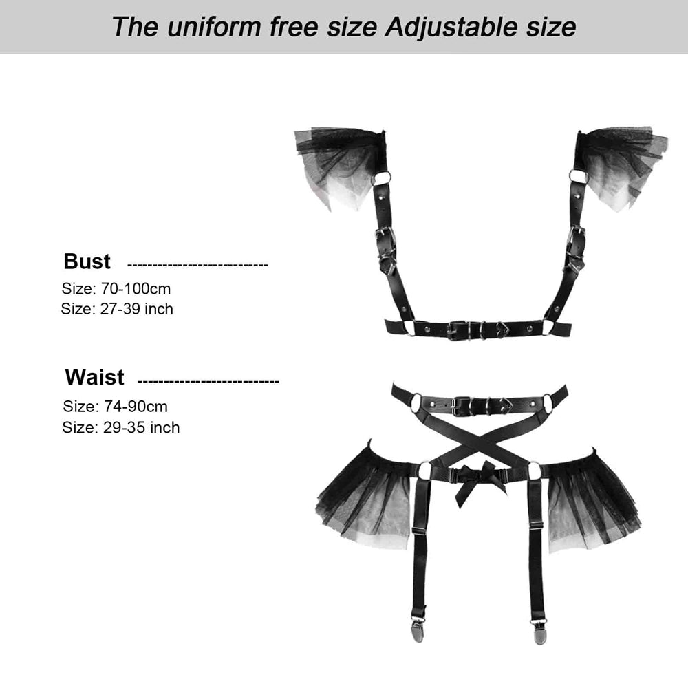 2-Pc. Harness & Garter Belt Set w/ Ruffles
