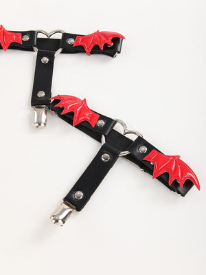 Open image in slideshow, Garter Set w/ Bat Wings &amp; Metal Heart
