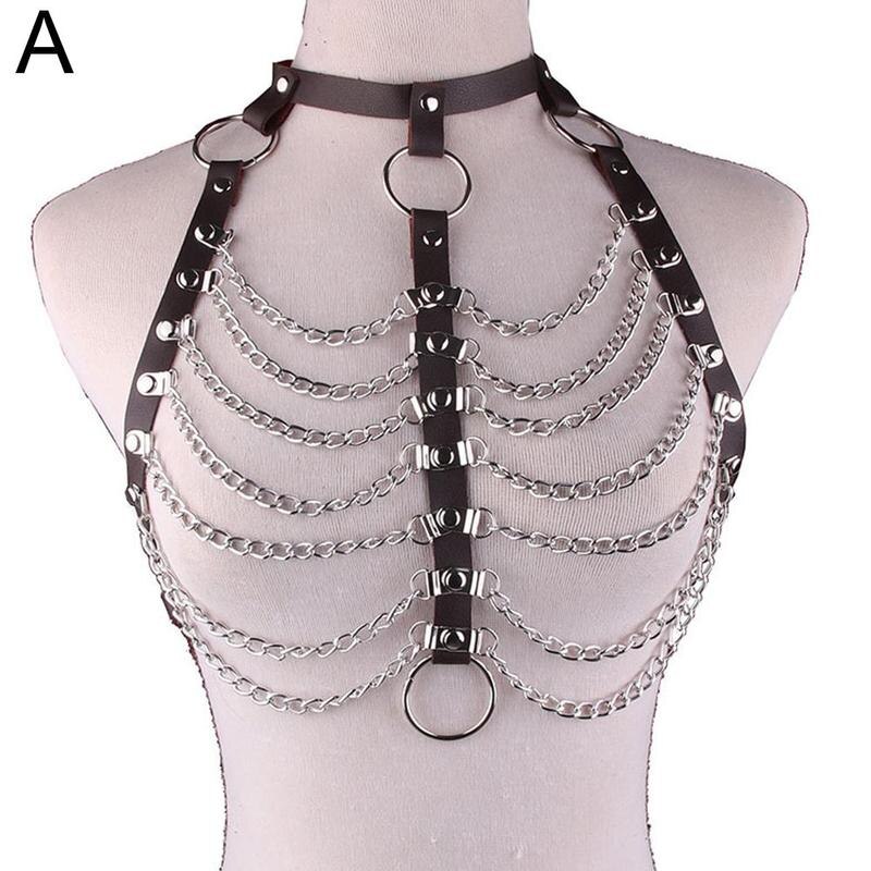 Vegan Leather & Chain Ribcage Harness