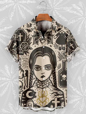 Open image in slideshow, Graphic Wednesday Adams Bowling Shirt
