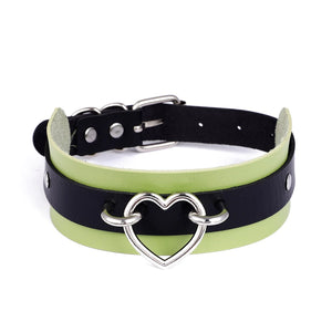 Open image in slideshow, Vegan Leather Two-Tone Wide Collar w/ Heart Ring
