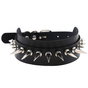 Open image in slideshow, Vegan Leather Wide Collar w/ Mixed Spikes
