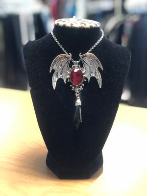 Open image in slideshow, Jeweled Batwing Amulet w/ Crystal Necklace
