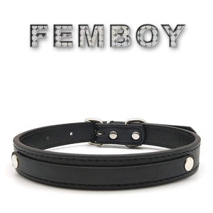 Open image in slideshow, Vegan Leather Rhinestone Label Collar
