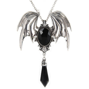 Open image in slideshow, Mini Jeweled Batwing Amulet w/ Crystal Necklace
