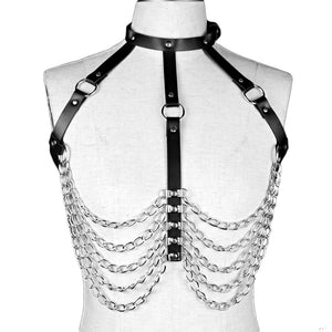 Open image in slideshow, Vegan Leather &amp; Chain Underbust Ribcage Harness
