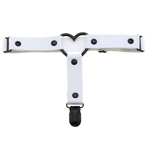 Open image in slideshow, Vegan Leather &amp; Stretch Heart Leg Garters Set
