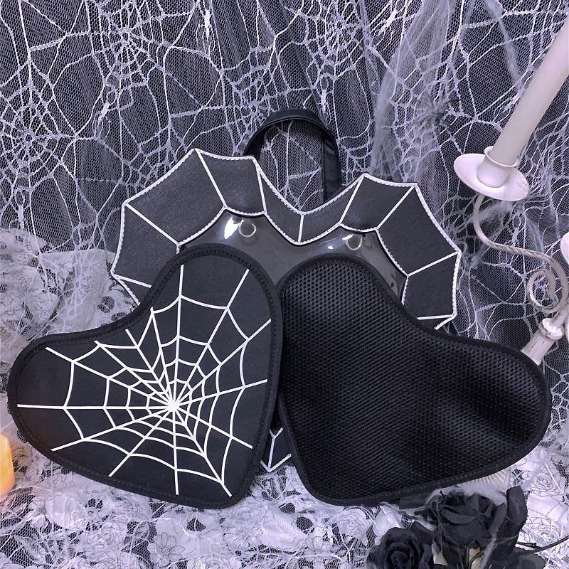 Heart-Shaped Spider Web Purse w/ Clear Pin Window