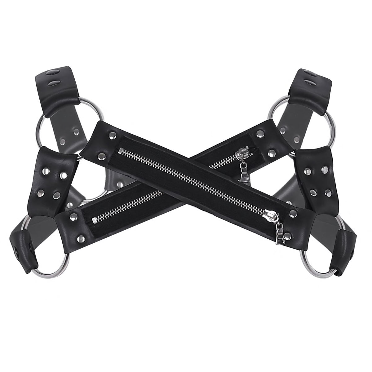 Vegan Leather Zippered X-Chest Harness