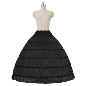Open image in slideshow, 6-Hoop Long Petticoat Hoop Skirt w/ Draw String
