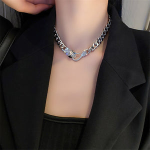 Silver Chain Snake Tail In Mouth Choker