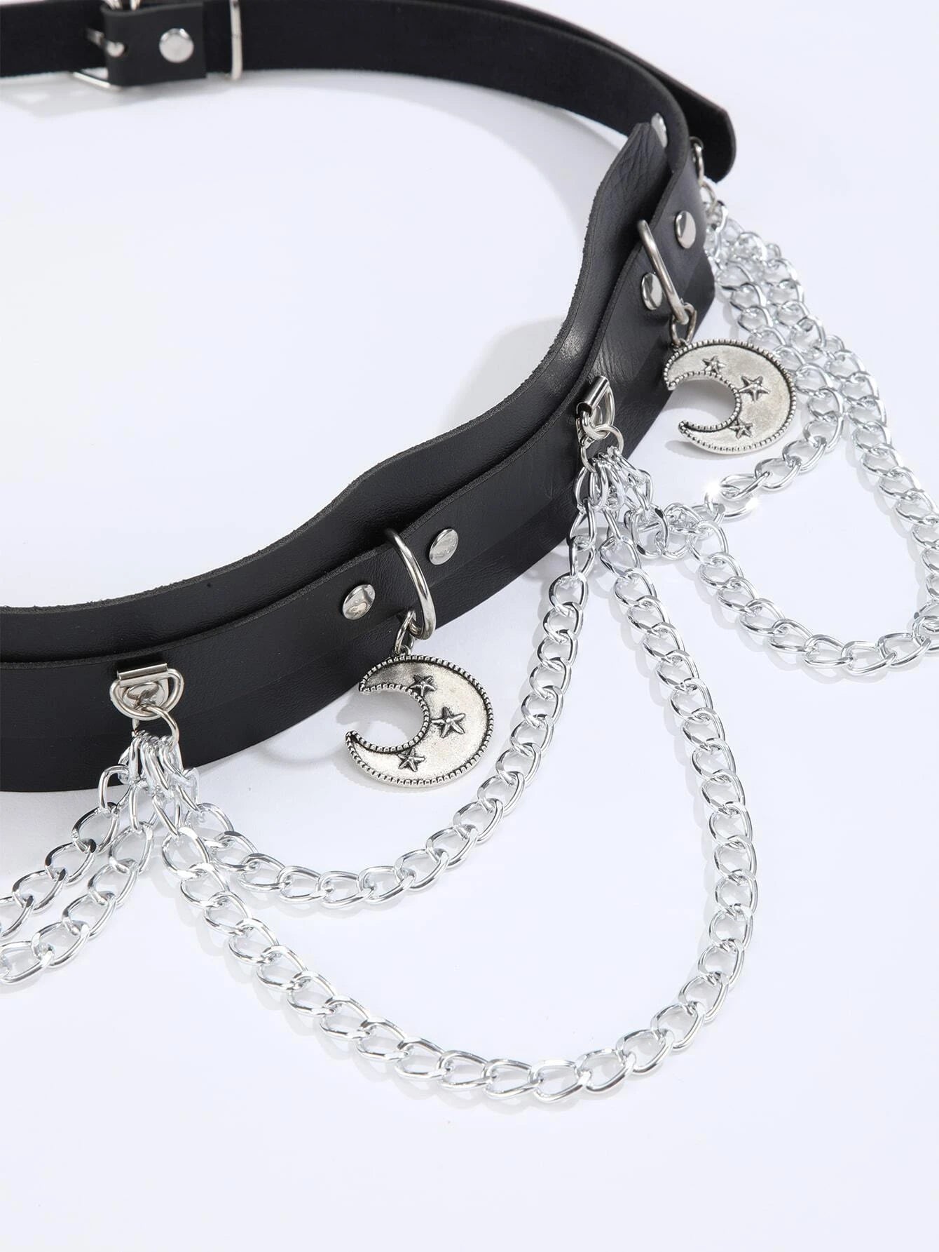 Vegan Leather Chain & Ring Bondage Belt